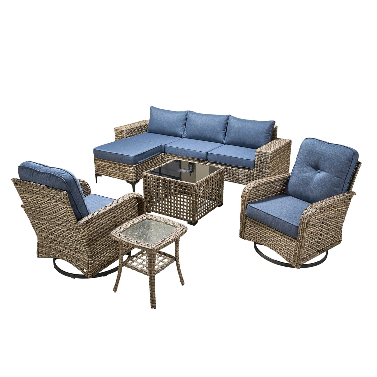 8 Piece Wicker Outdoor Sectional Sofa Set S43666