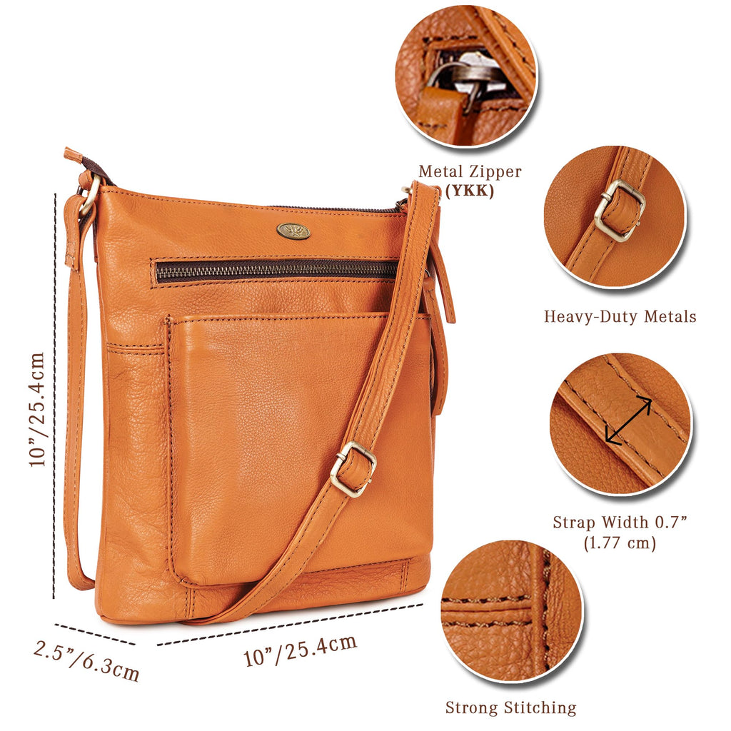 Light Brown Genuine Leather Crossbody Bag V307687