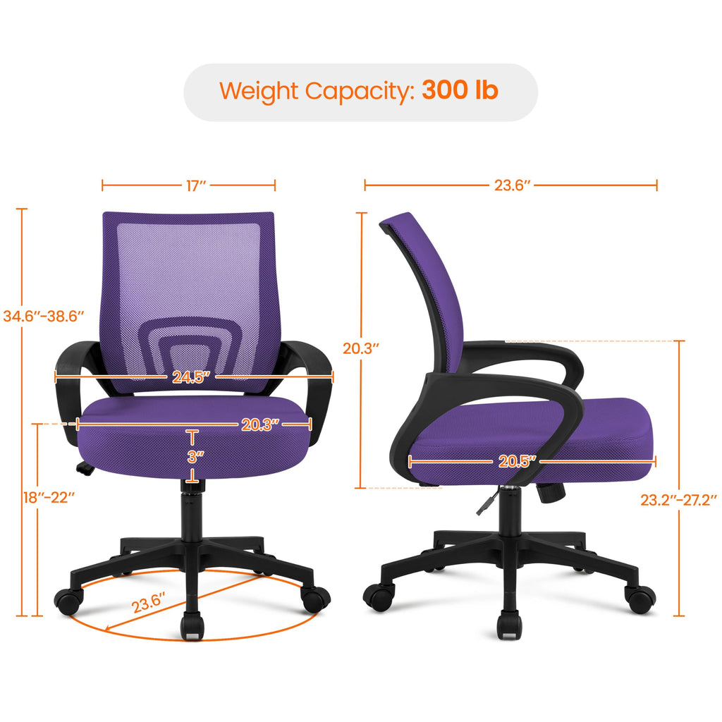 Purple Adjustable Swivel Mesh Office Chair B54582