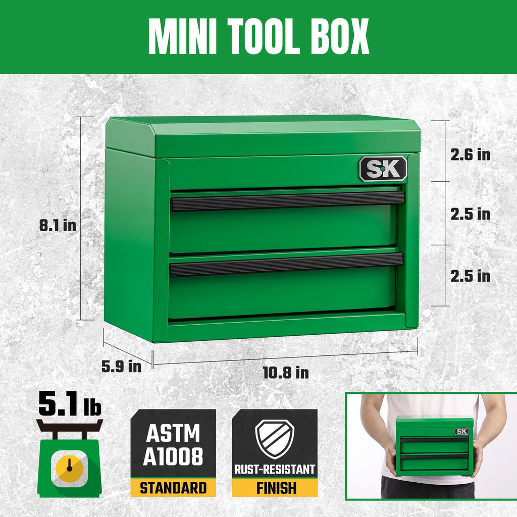 Mini Metal Tool Box with 2 Drawers B8265