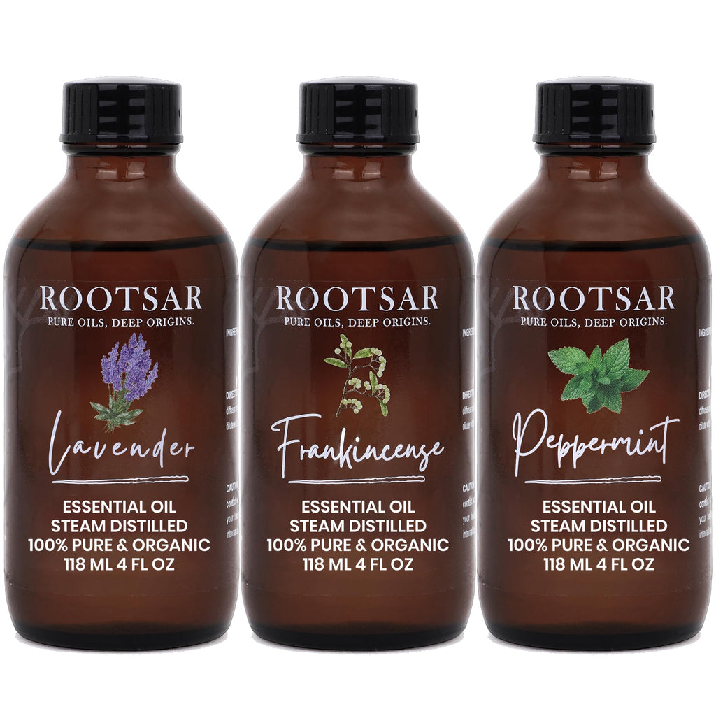3 Pack Lavender Frankincense Peppermint Essential Oils 4 Fl Oz Q399546