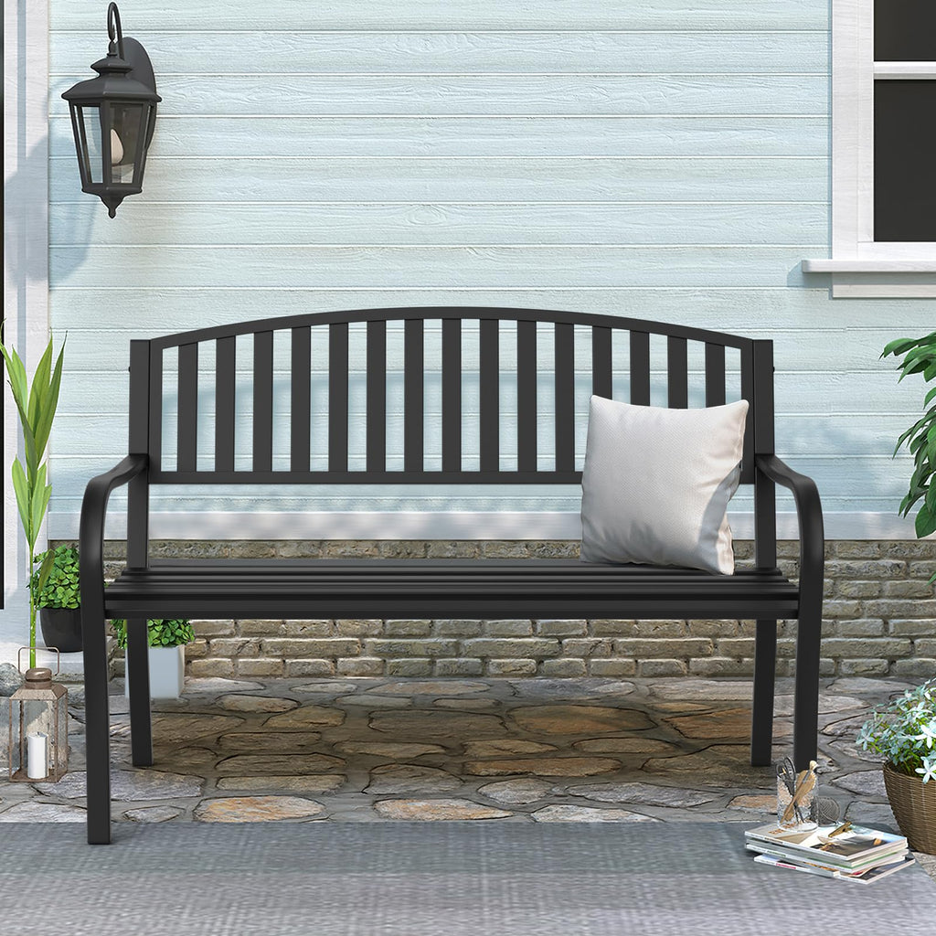 Weatherproof Heavy-Duty Wrought Iron Outdoor Bench T721230