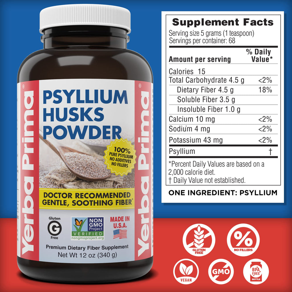 Psyllium Husks Powder 12 oz Fiber Supplement J6604