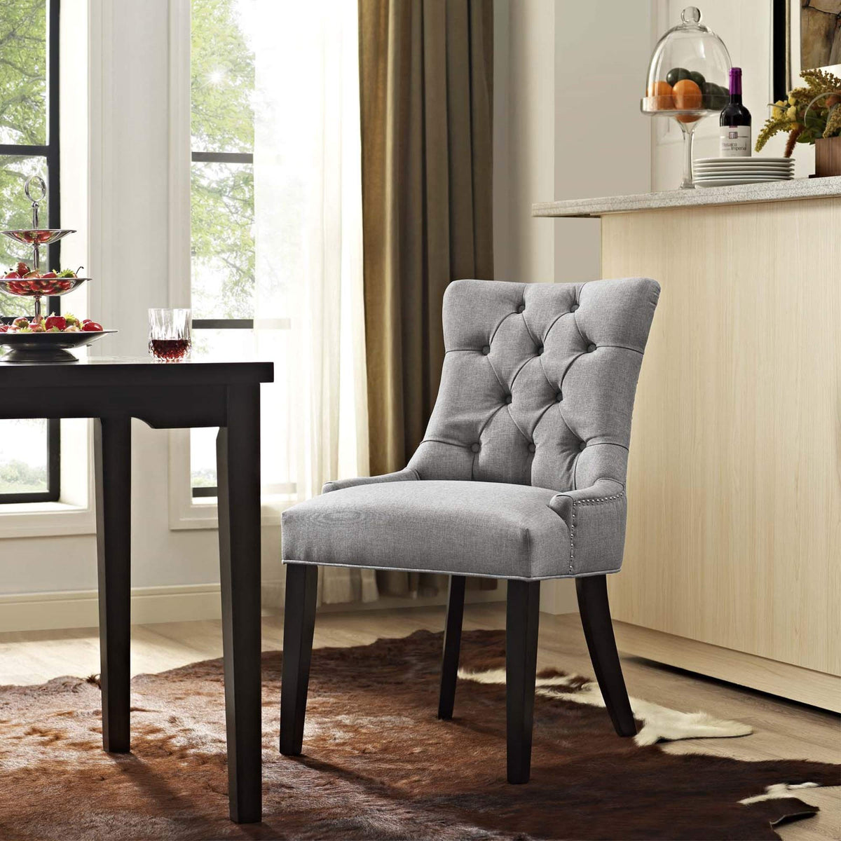 Tufted Upholstered Fabric Parsons Dining Chair with Foam Padding Y8160