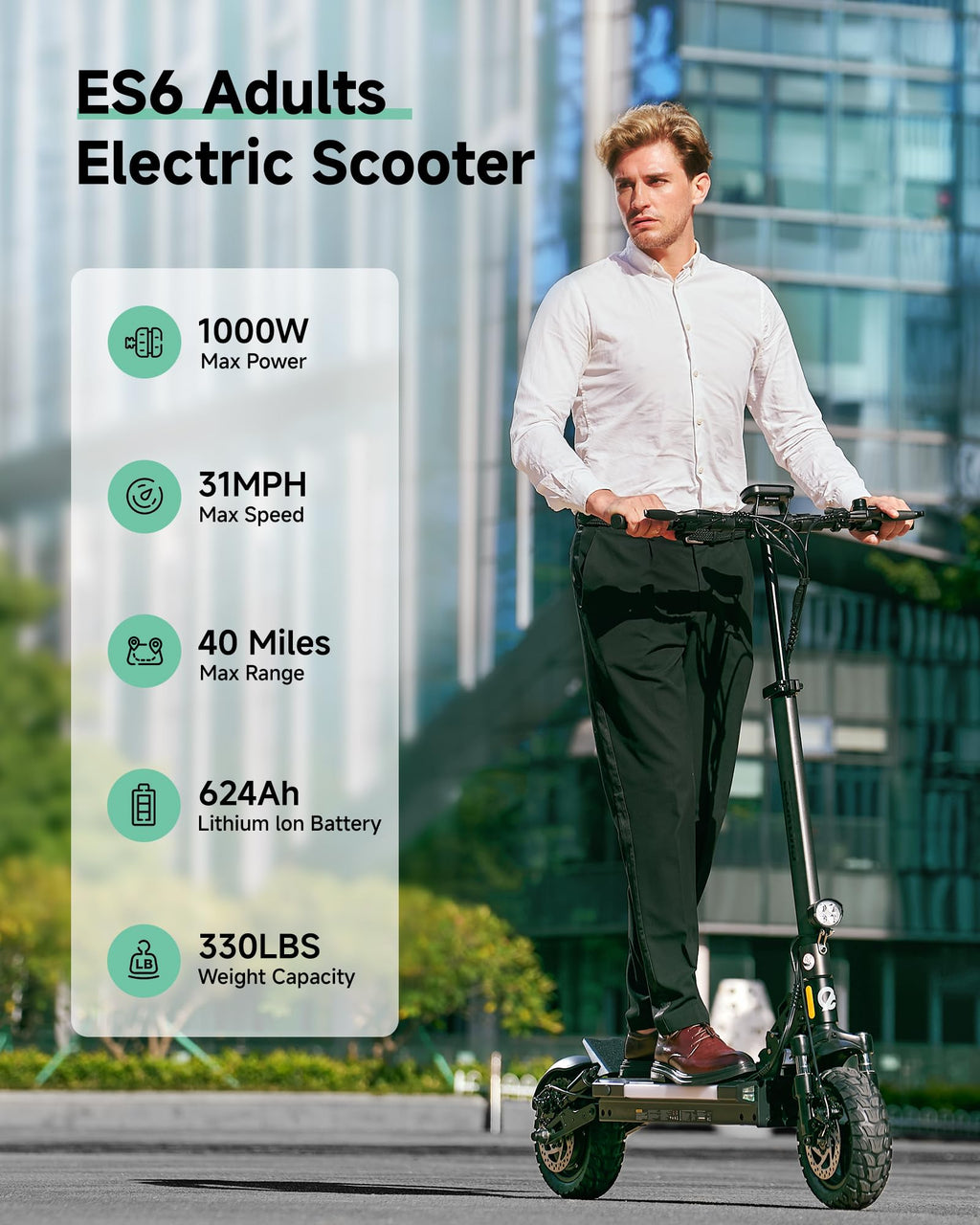 Electric Scooter Adults 1000W Peak Motor Up to 31 MPH E46747