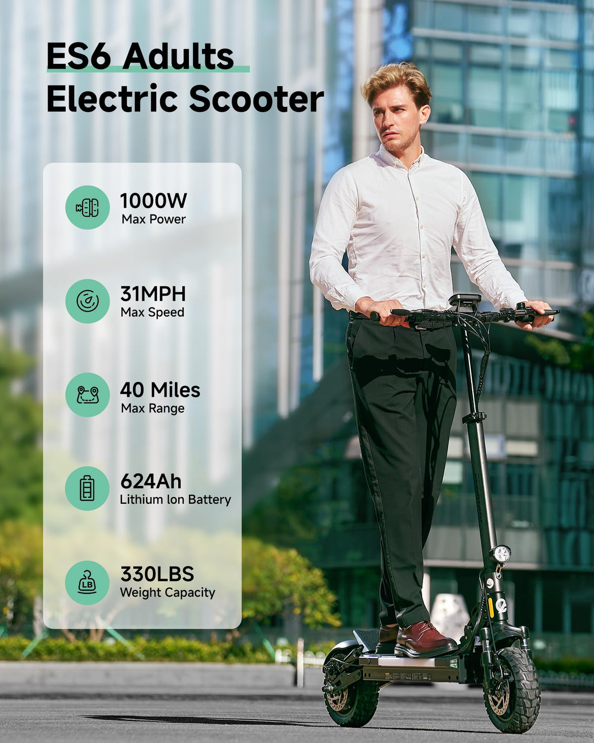 Electric Scooter Adults 1000W Peak Motor Up to 31 MPH E46747
