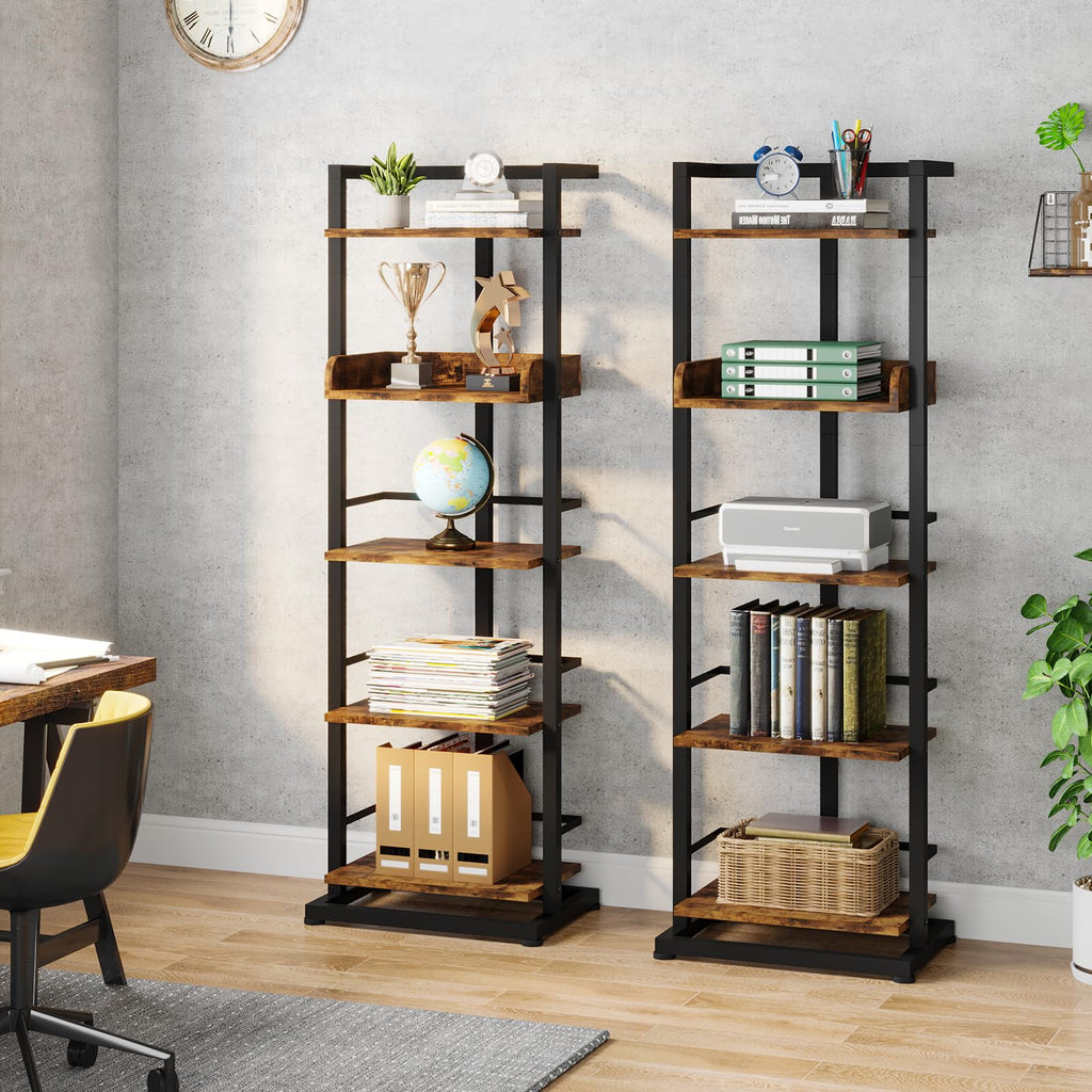 5 Tier Wood Bookcase with Metal Edge Protection X971