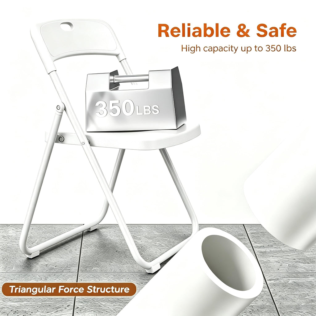 10 Pack White Plastic Folding Chairs P425