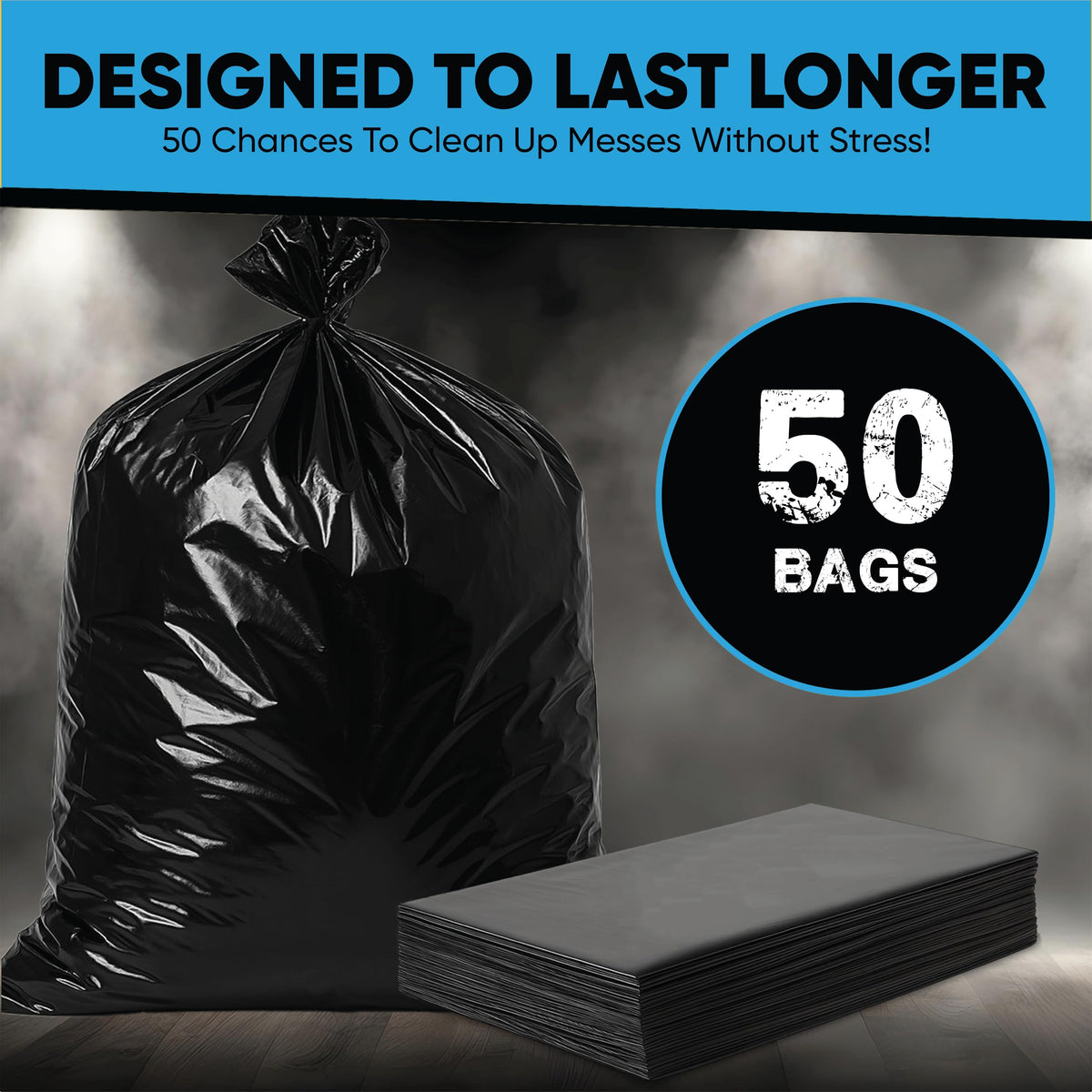 55 Gallon Heavy Duty Trash Bags 50 Count with Ties G913