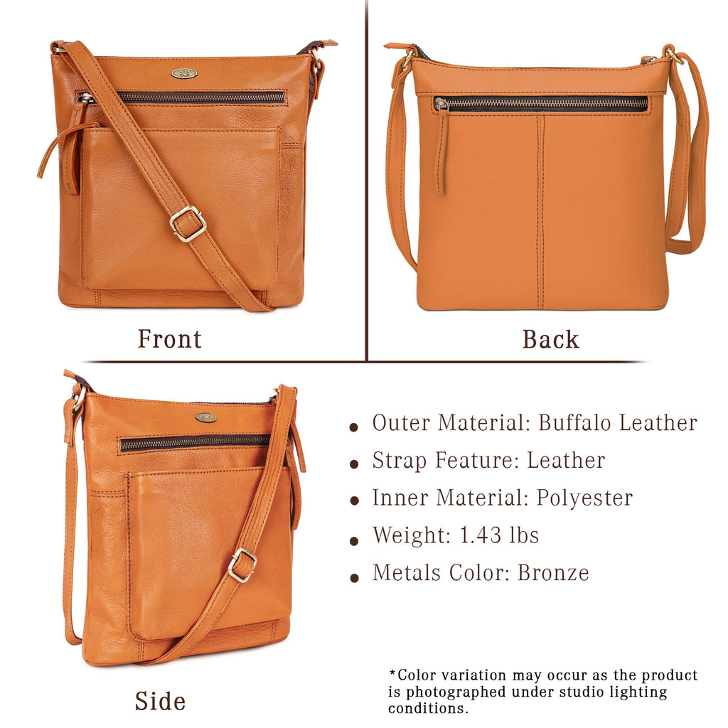 Light Brown Genuine Leather Crossbody Bag V307687