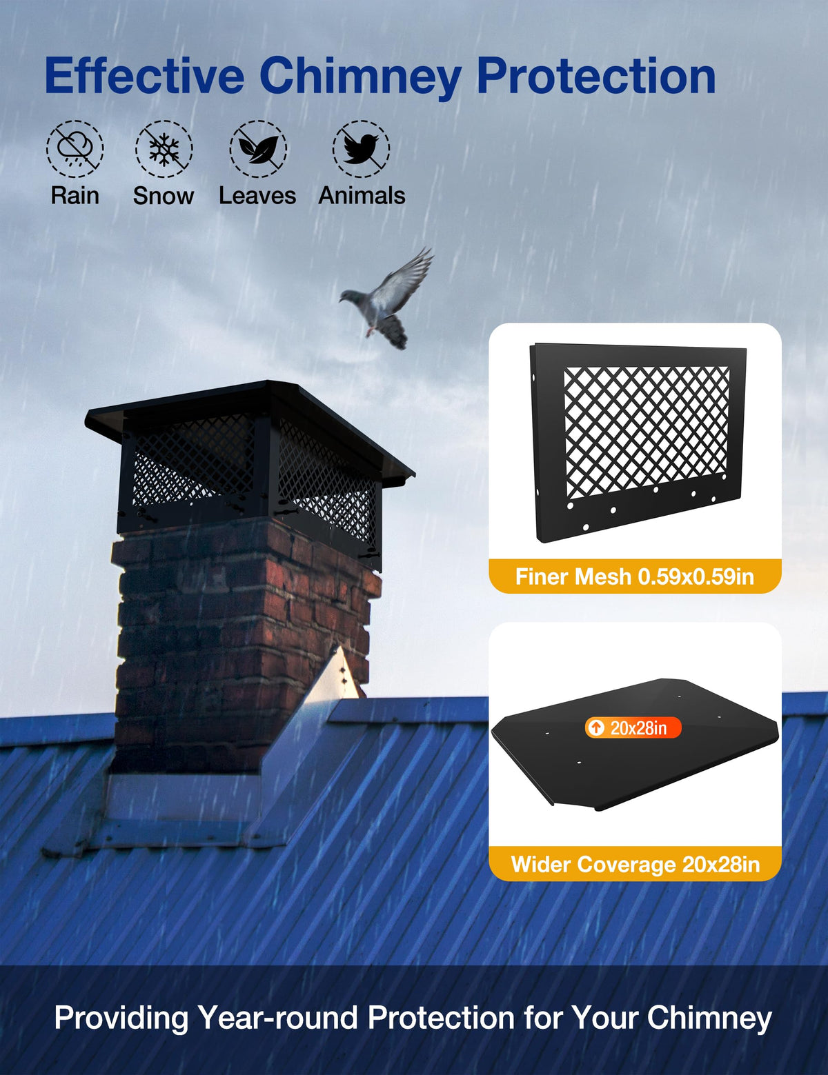 14" x 22" Rectangular Galvanized Steel Chimney Cap B92179