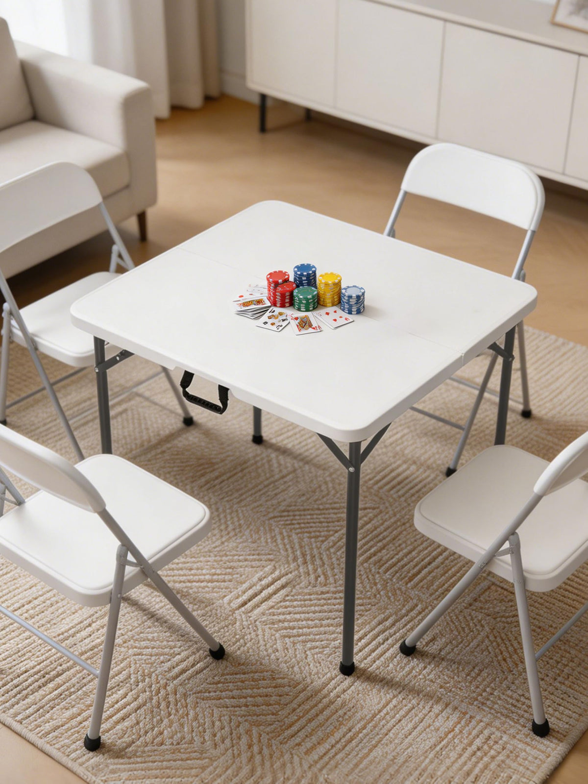 34" White Folding Card Table J498685