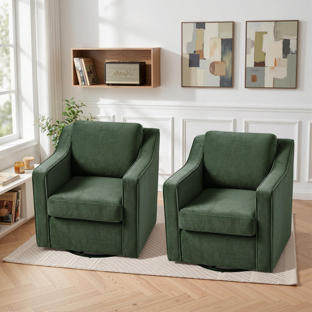 Green Swivel Accent Chairs Set of 2 C675404