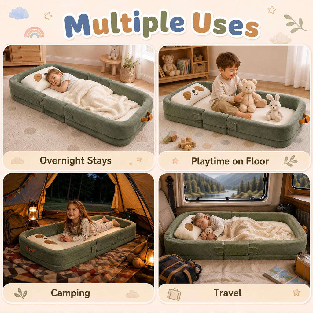 Foldable Portable Toddler Travel Bed with Pillow J1411