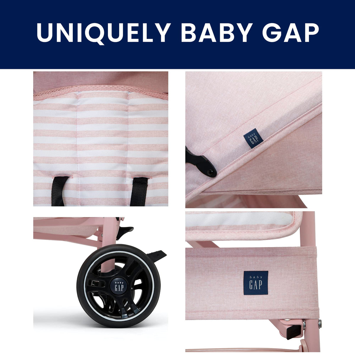 Lightweight Stroller with Recline, Compact Fold & Removable Parent Organizer, Pink Stripes K5134