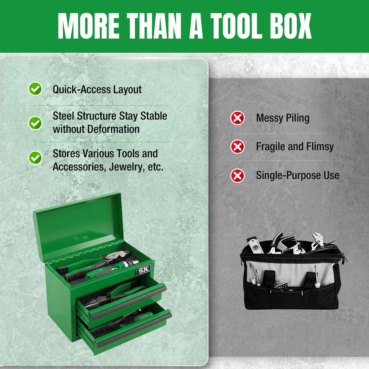 Mini Metal Tool Box with 2 Drawers B8265