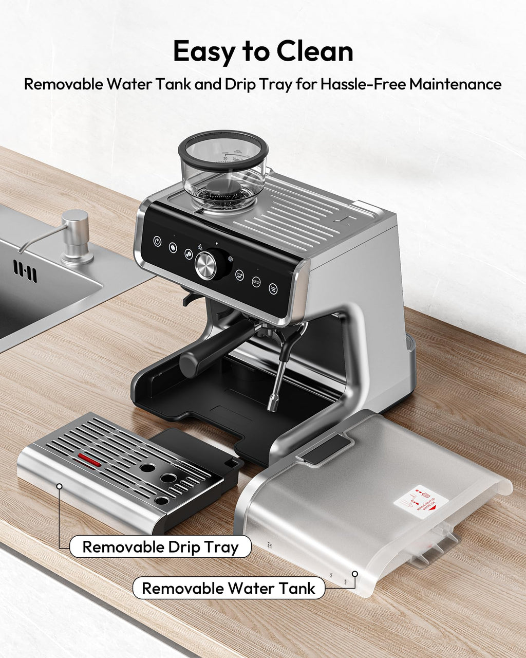 Espresso Machine with Grinder and Milk Frother J528