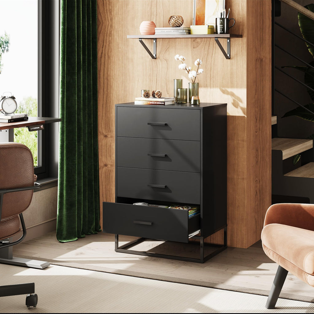 Black 4 Drawer Wooden Dresser S911227
