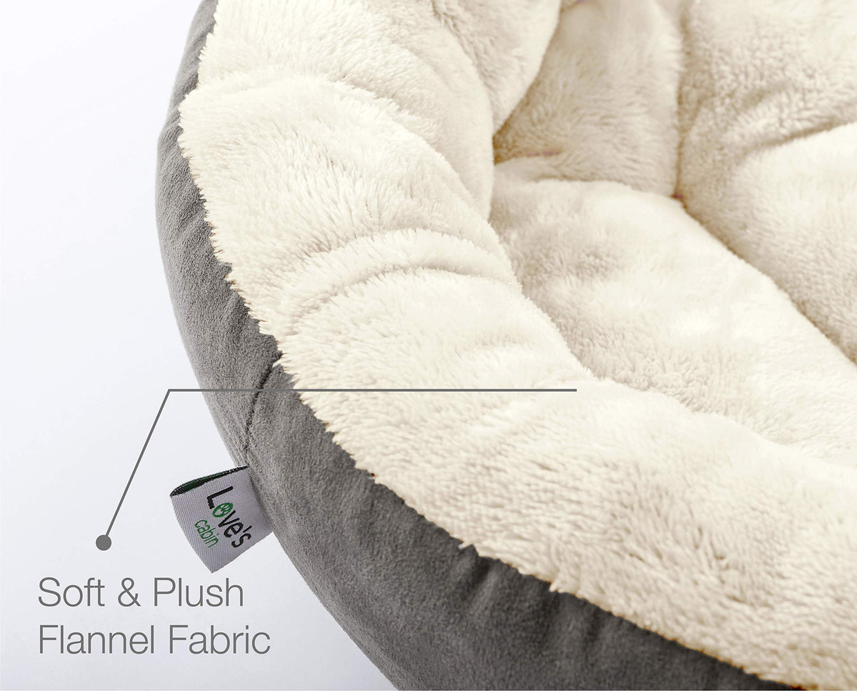 Round Donut Cat and Dog Cushion Bed, 20in Washable Gray O56429