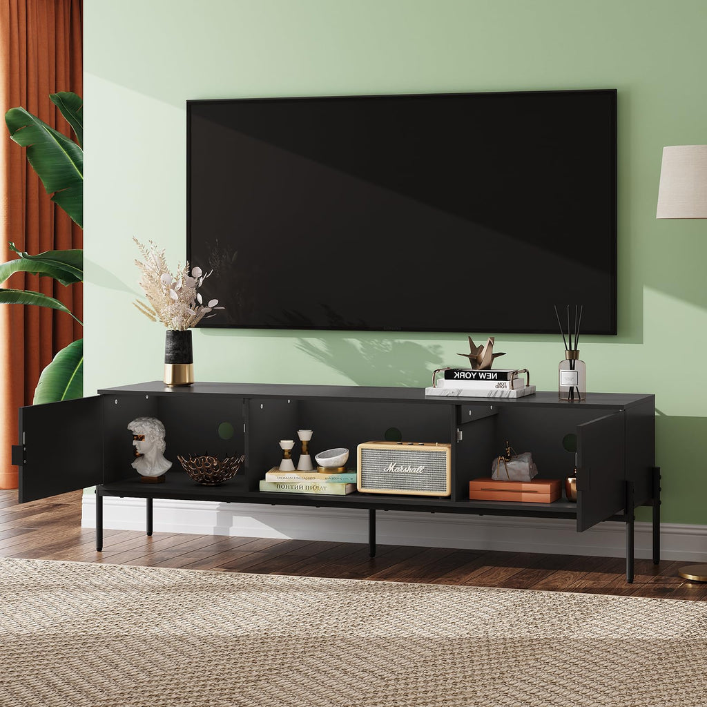 Black TV Stand with Metal Legs Z418
