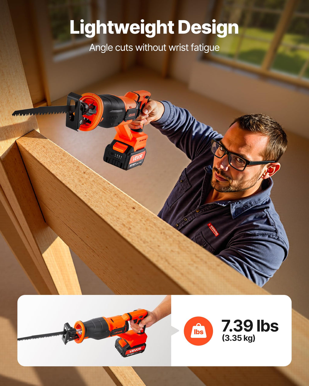 20V Cordless Reciprocating Saw with Battery, 8 Blades, and Carrying Bag A49937
