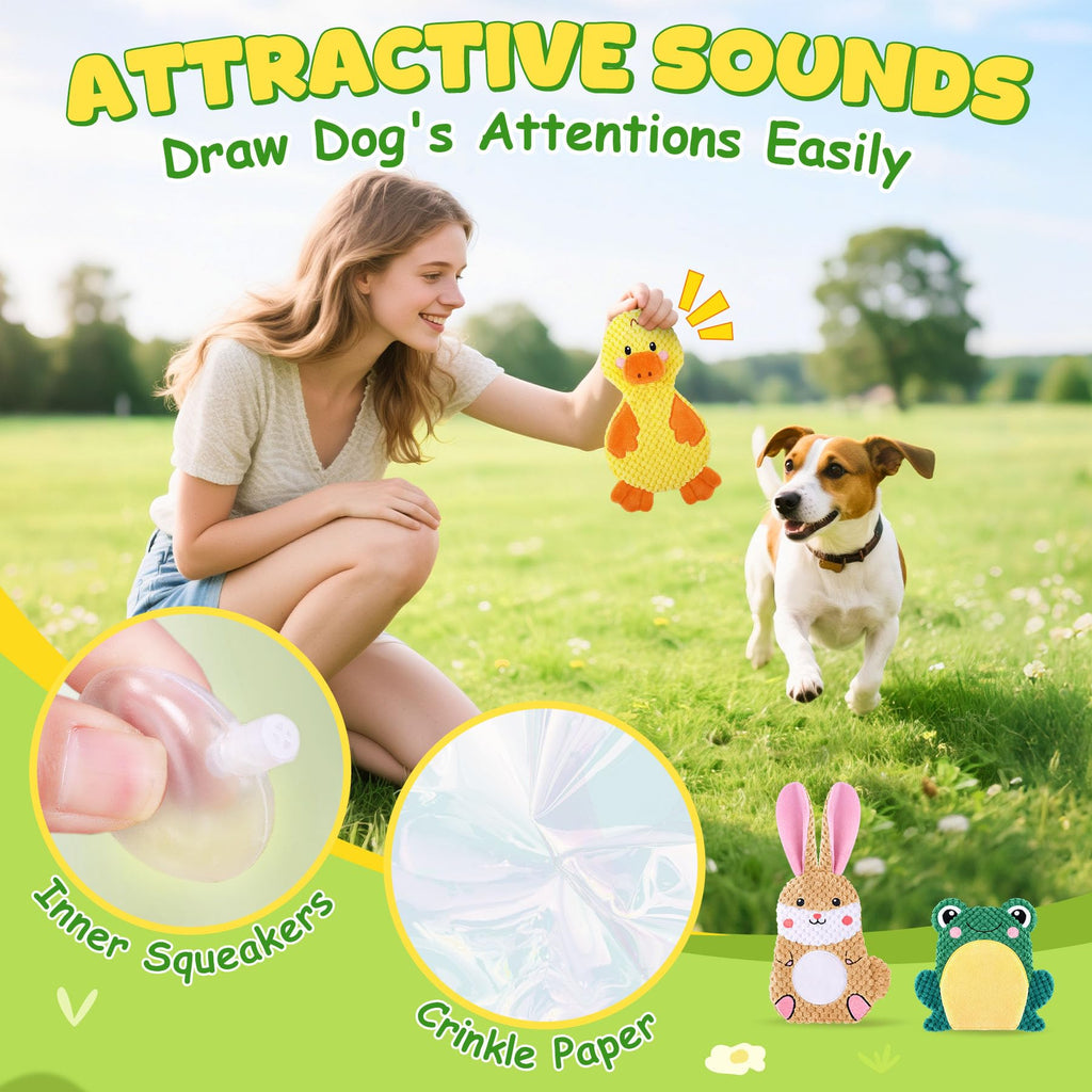 3 Pack No Stuffing Squeaky Crinkle Dog Toys L67418