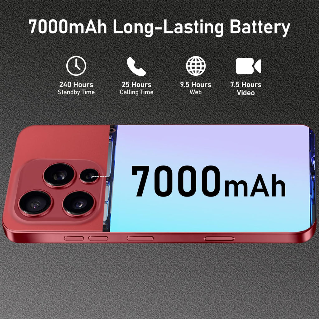 Unlocked Cell Phone 16+512GB Android 14 Wine Red V769915