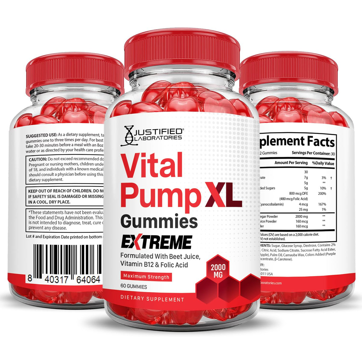 2000MG Beet Juice ACV Pomegranate B12 Vegan Non GMO Gummies R1632