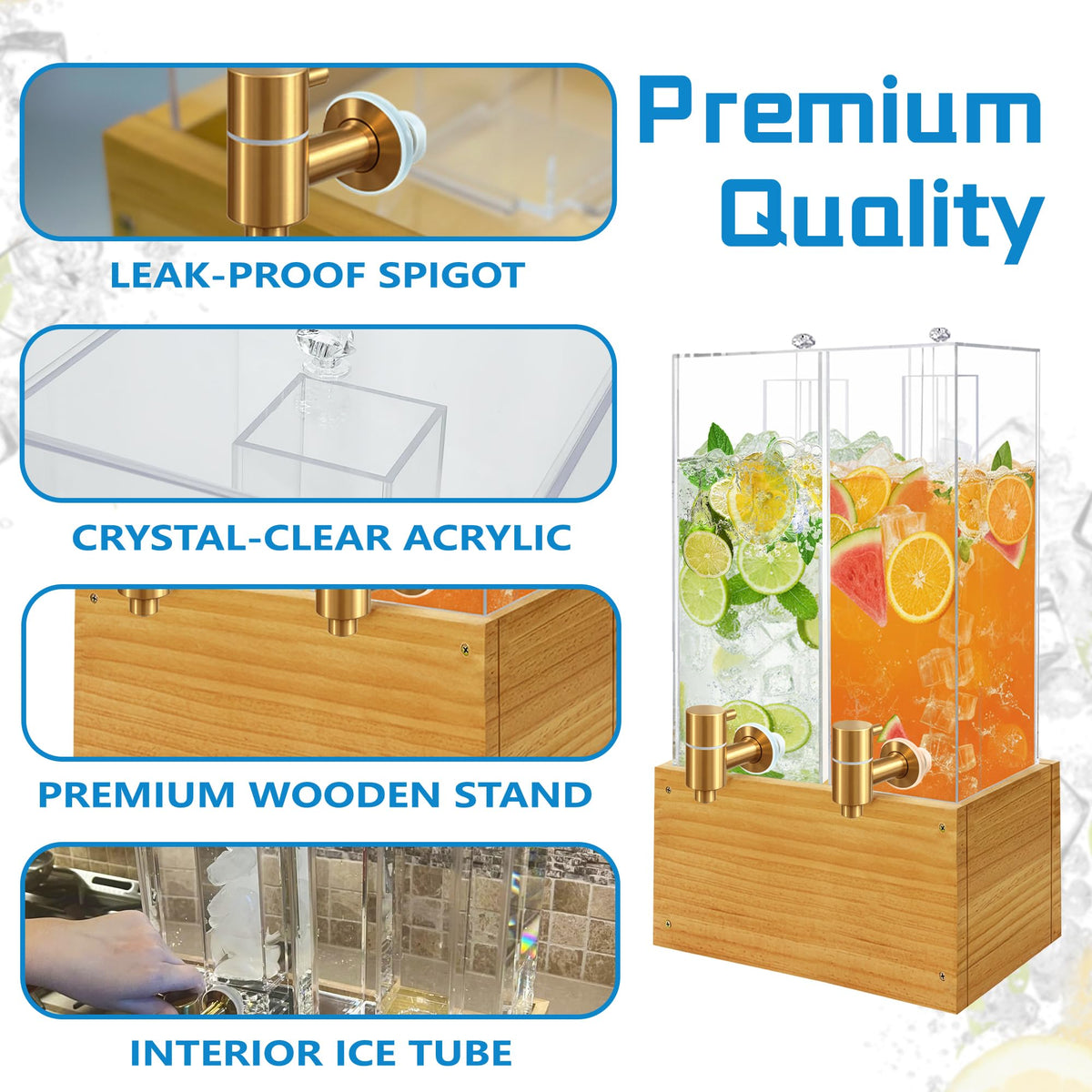 2 Pack 2 Gallon Drink Dispenser with Stand and Ice Core I586814