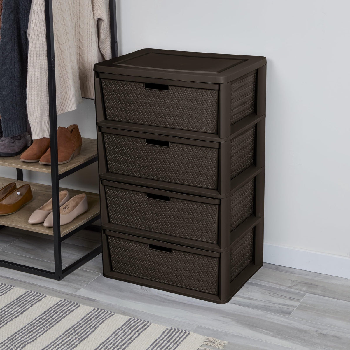 4 Drawer Plastic Storage Tower Brown F742
