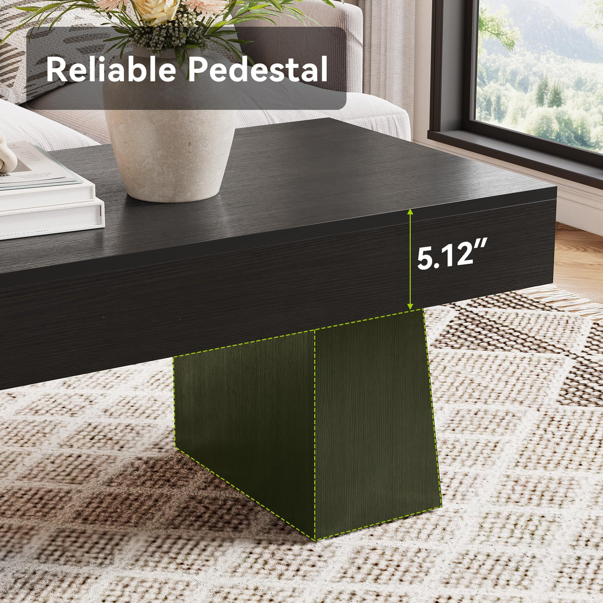 Black 47 Inches Wooden Coffee Table F746