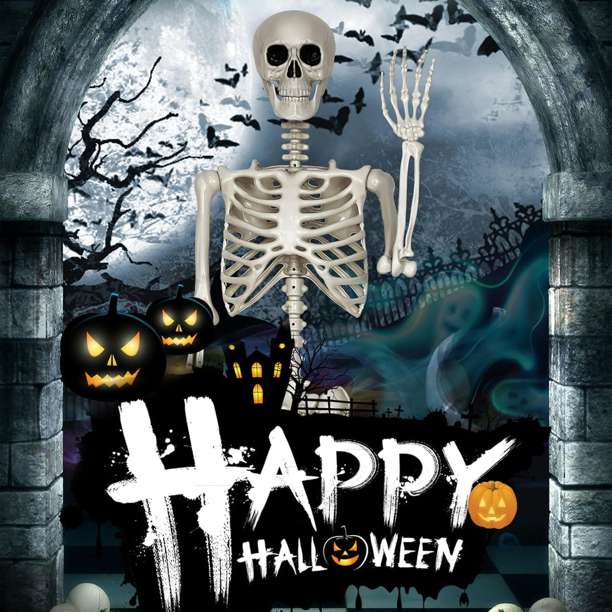 5.4FT Posable Skeleton Decorations Y323193