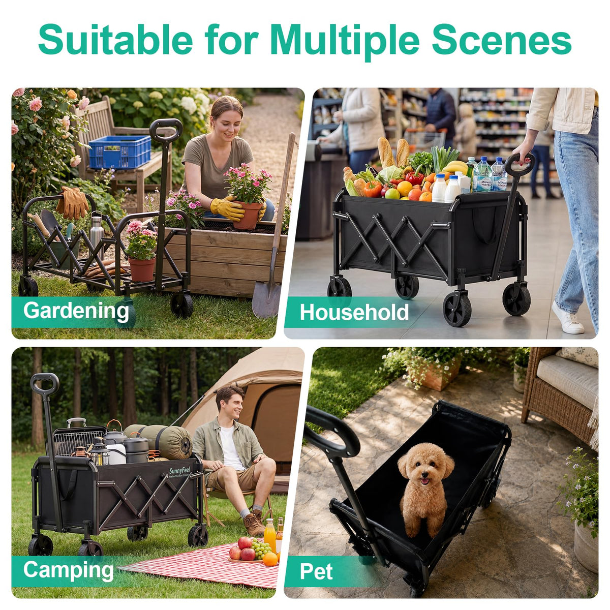 Lightweight Folding Wagon Cart, Black Z773