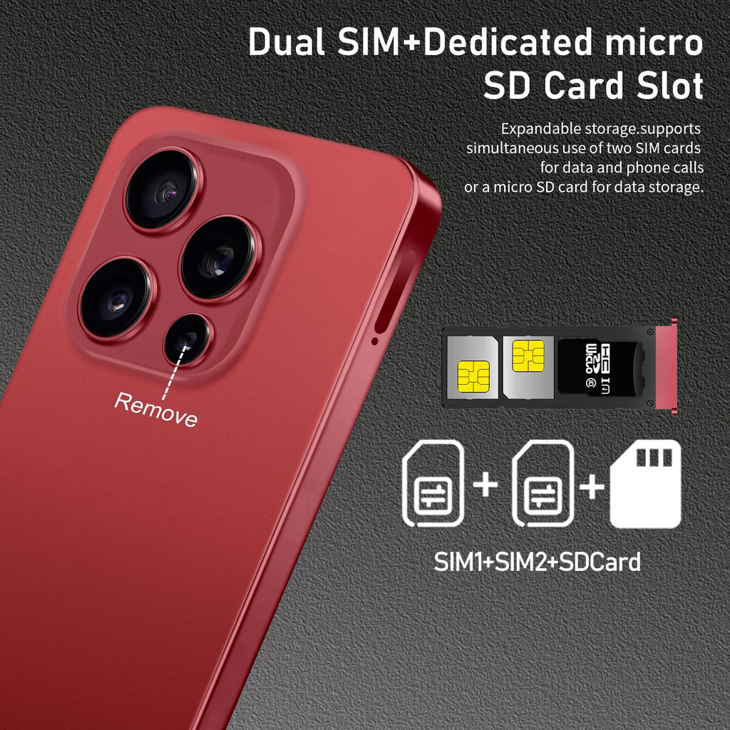 Unlocked Cell Phone 16+512GB Android 14 Wine Red V769915