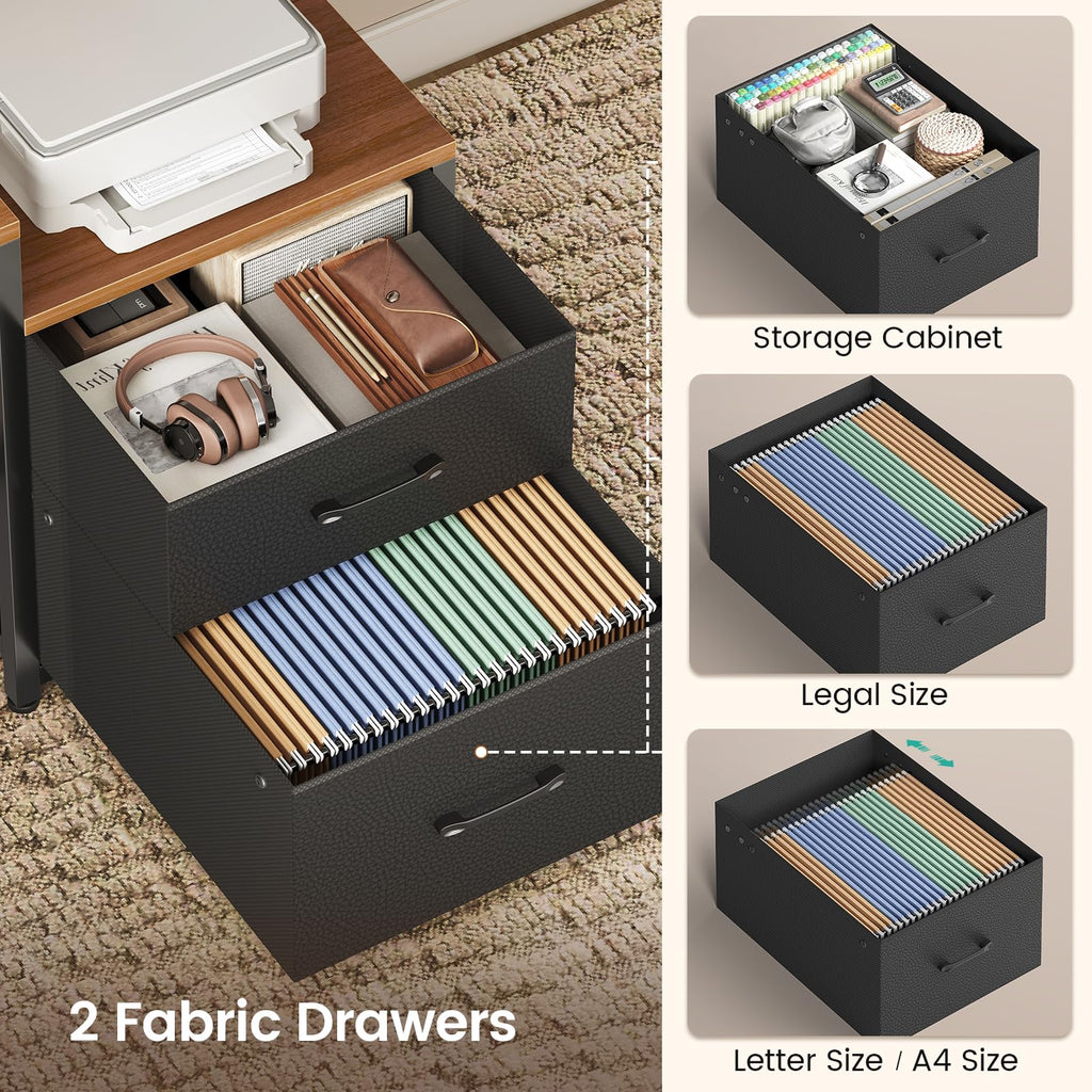 L Shaped Office Desk with Drawers and Hutch J9006
