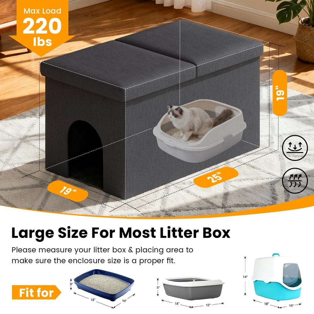 Dark Grey Cat Litter Box Enclosure V939452