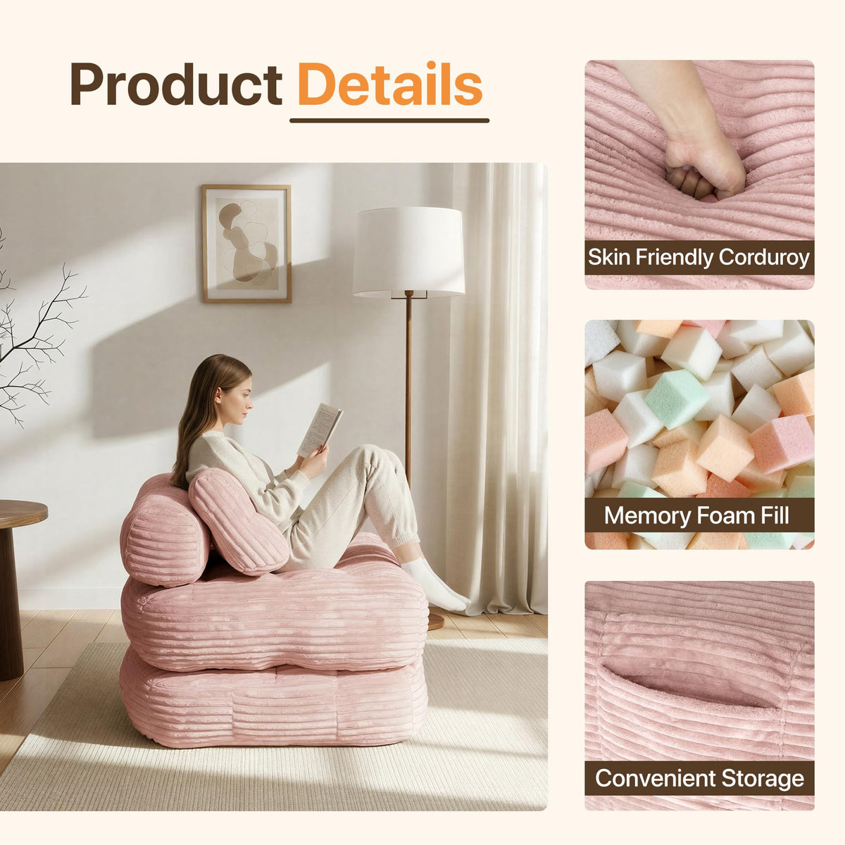 Pink Folding Sofa Bed O48991