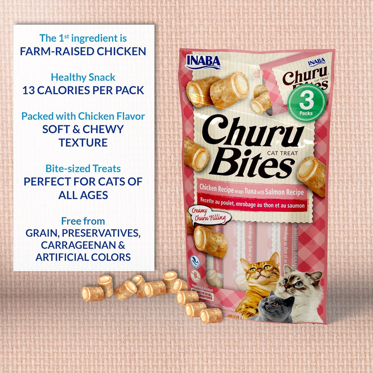 Soft Baked Chicken Cat Treats with Green Tea Extract, 12 Tubes N6759