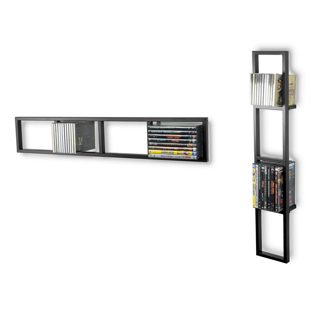 34 Inch Media Storage Rack Organizer Metal Floating Shelf Set of 2 Black S236145