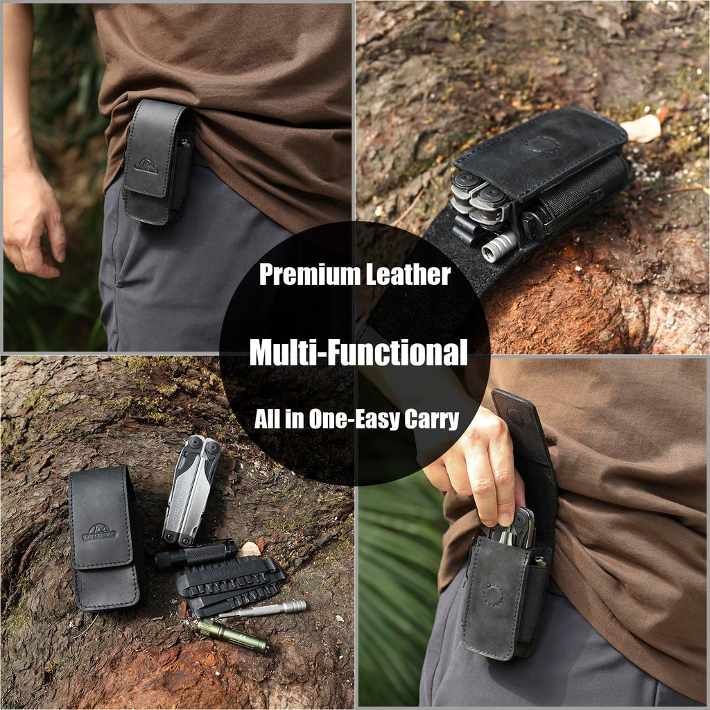 Leather Multitool Sheath with Belt Clip and Magnetic Closure V85675