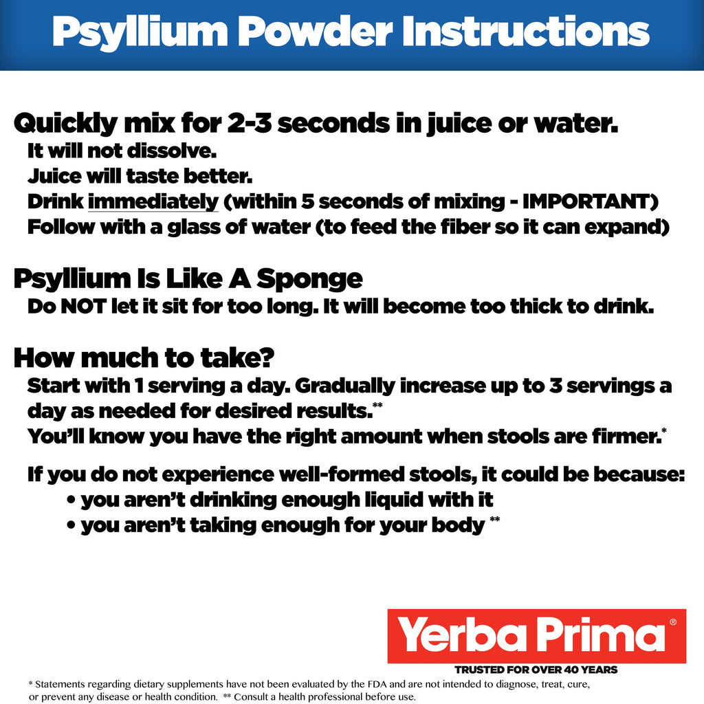 Psyllium Husks Powder 12 oz Fiber Supplement J6604