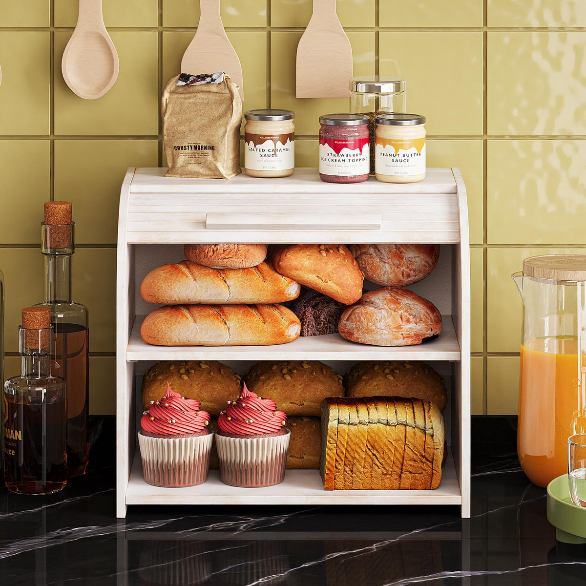 Bamboo Roll Top Bread Box J5711