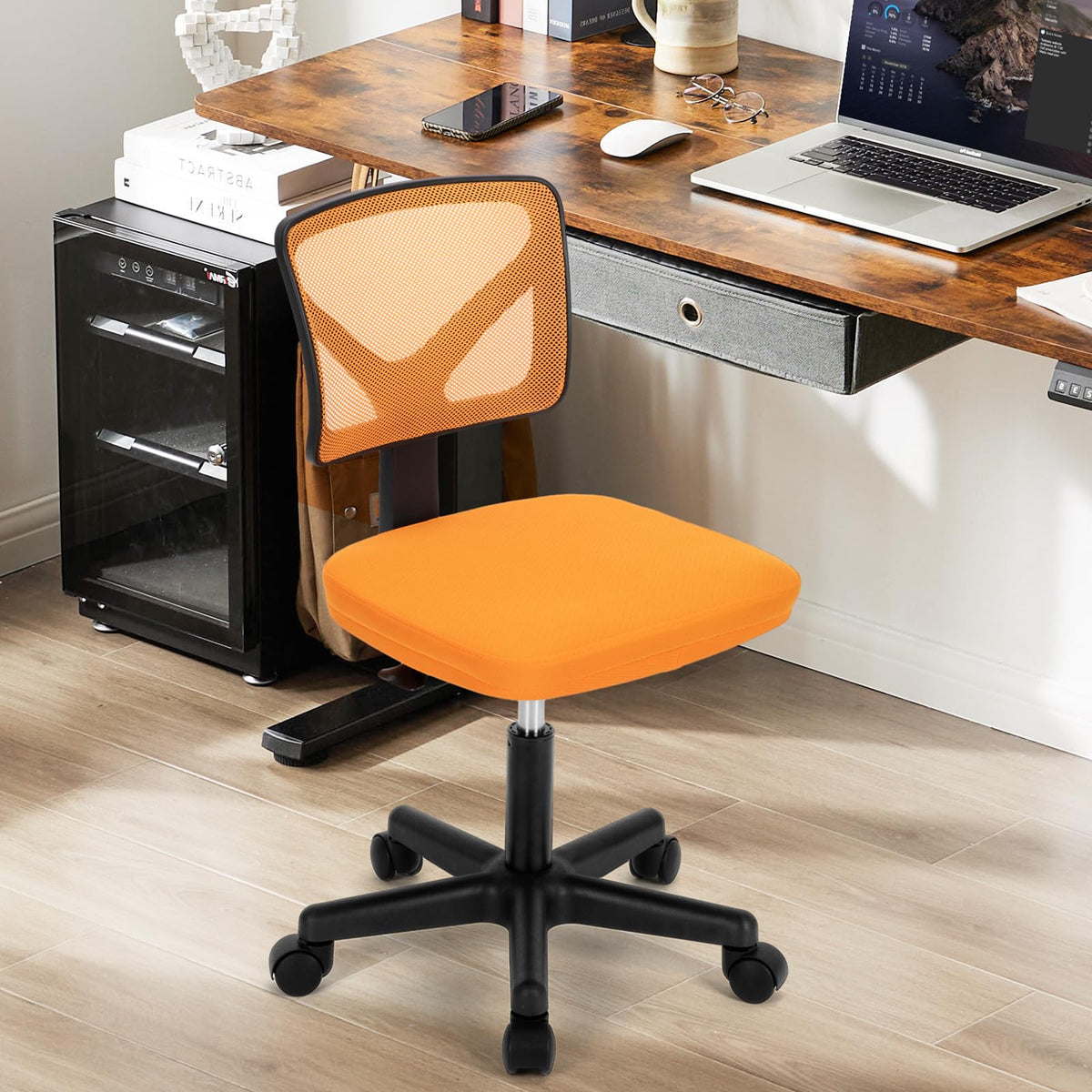 Orange Mesh Ergonomic Low-Back Swivel Office Chair E2276