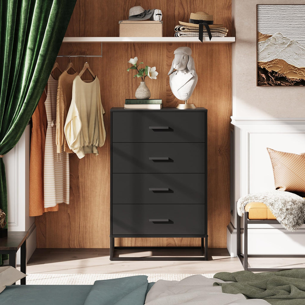 Black 4 Drawer Wooden Dresser S911227