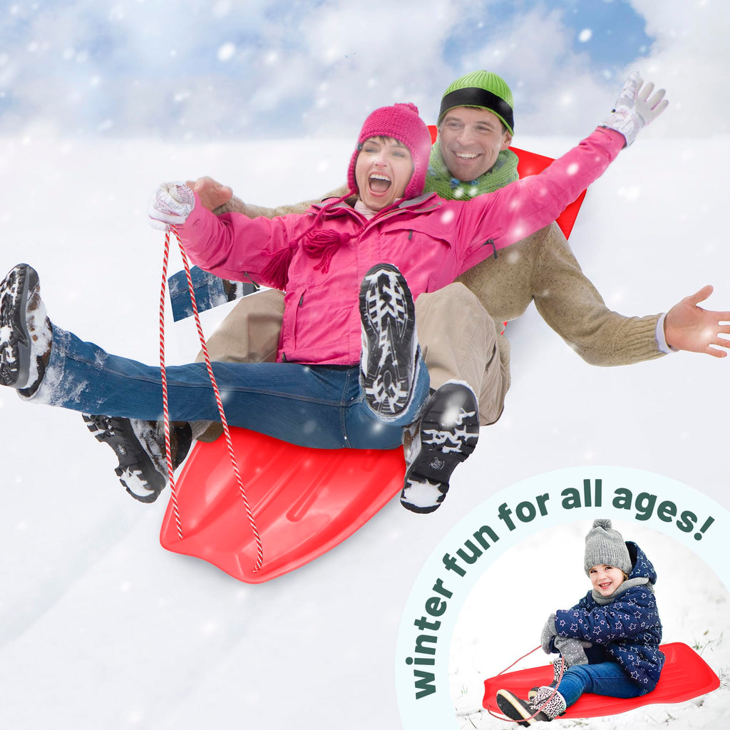 Plastic Toboggan Snow Sled with Pull Rope and Handles N45490