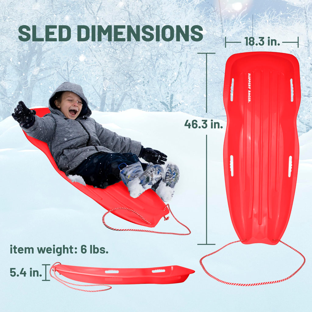 Plastic Toboggan Snow Sled with Pull Rope and Handles N45490