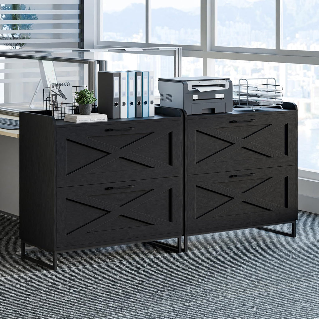 2 Drawer Black File Cabinet with Charging Station C679578