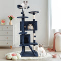 70 Inch Navy Blue Multi-Level Cat Tree with Scratching Posts H8404
