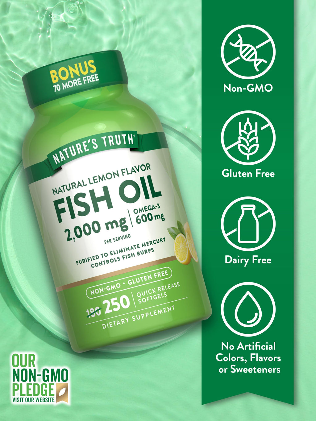 Fish Oil 2000 mg 600 mg Omega 3 250 Softgels I553237