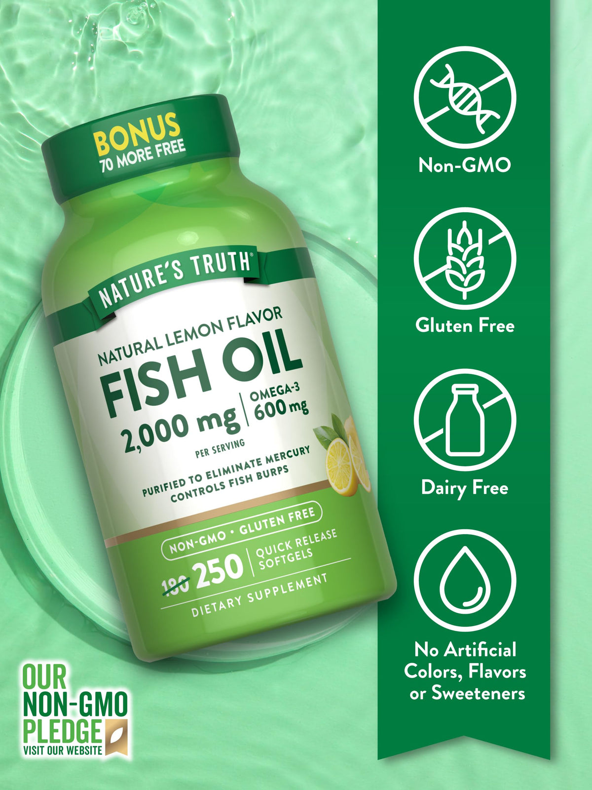 Fish Oil 2000 mg 600 mg Omega 3 250 Softgels I553237